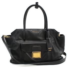 Borsa Tote in Pelle Miu Miu Nero