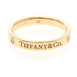 Tiffany & Co Tiffany Flat Band Ring 3P Diamond in Pink Gold Golden