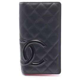 Cartera larga bifold negra de la línea Cambon de Chanel Negro