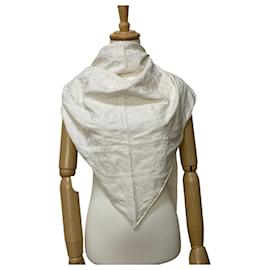 Hermès Cachecol Geant Triangular Bordado com Contas para Mulheres Hermes Branco