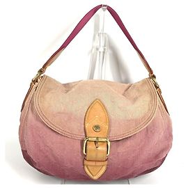 Bolso de Hombro Louis Vuitton Monogram Denim Sunray Flap Rosa Roja