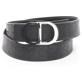 Christian Dior Men's CD ICON Oblique Leather Belt Black
