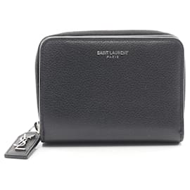 Yves Saint Laurent Black Leather Bi-fold Wallet Black