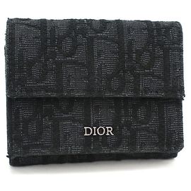 Christian Dior DIOR Oblique Tri-fold Wallet Black