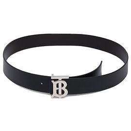 Burberry Monogram Buckle Leather Belt Black Dark brown