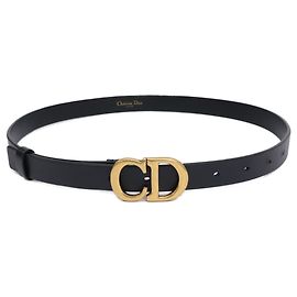 Cinto de couro com fivela logo CD Christian Dior 60-MA-1210 Preto