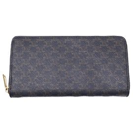 Céline Celine Large Zip Wallet in Triomphe Canvas Black