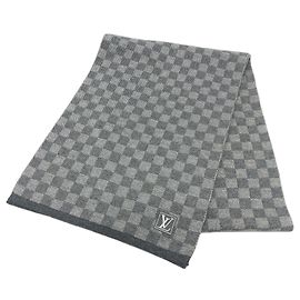 Xale de lã cinza Louis Vuitton Marrom