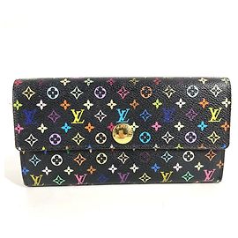 Portefeuille Long Sarah Monogram Multicolore Louis Vuitton Noir Multicolore Violet