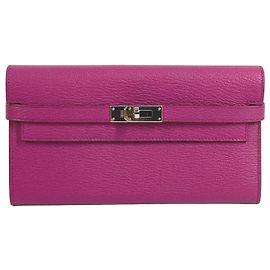 Hermès Hermes Kelly Long Wallet in Rose Purple Purple