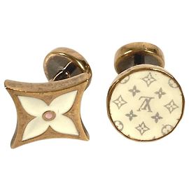 Gemelli Monogram in oro e bianco Louis Vuitton Bianco D'oro