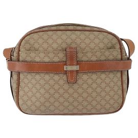 Céline Celine Vintage Macadam Canvas and Leather Bege