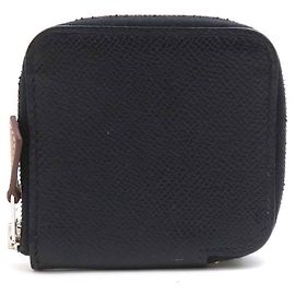 Carteira Azap Silkin Hermès - Bolsa de Moeda em Couro Epsom Preto Preto