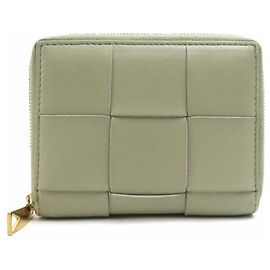 Bottega Veneta Green Leather Bi-Fold Wallet Green