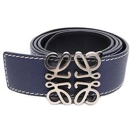 Cinto de couro Anagram 131841 da Loewe Preto Azul marinho