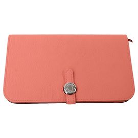 Hermès Hermes Rose Candy Togo Dogon GM Long Wallet Other
