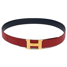 Hermès HERMES Mini Constance Reversible Belt Red Navy blue