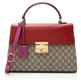 Gucci GG Supreme Padlock Medium Top Handle Brown Beige