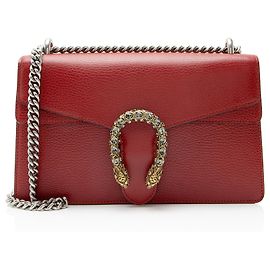 Gucci Leather Crystal Dionysus Medium Shoulder Bag Red