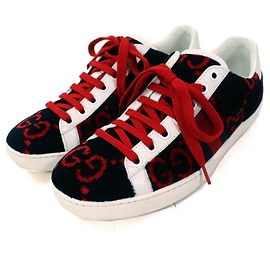 Gucci Low cut sneakers Terry cloth GG pattern sneakers Black White Red