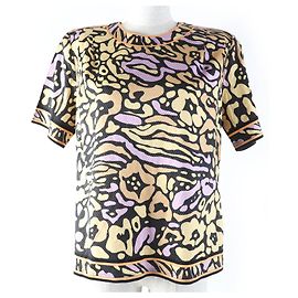 Autre Marque LEONARD FASHION Top de algodón de manga corta con diseño integral Multicolor