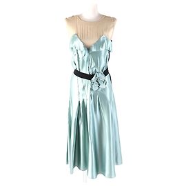 Vestido de seda Lanvin Negro Beige Verde Verde claro