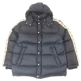 Gucci GG Jacquard Nylon Wool Down Coat Black