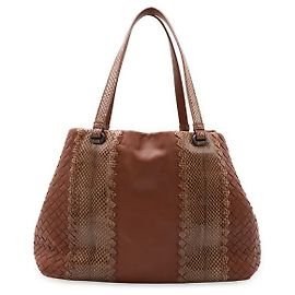 Bolsa tote Bottega Veneta Cabat Ayers em couro de python 2 em 1 Marrom Outro