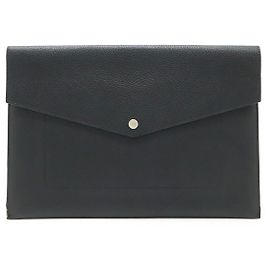 Louis Vuitton Pochette Envelope Taurillon Leather Clutch Bag Black