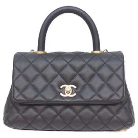 Sac à main Chanel No. 27 en caviar noir avec poignée Coco Noir