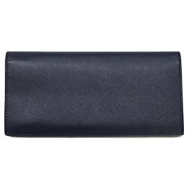 Prada Saffiano Leather Long Wallet in Navy Navy blue