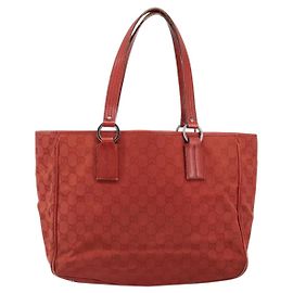 Gucci Vintage Open Tote GG Canvas and leather Medium Roja