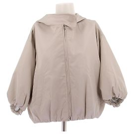 Prada Chaqueta con capucha beige de seda Beige