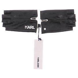 Karl Lagerfeld Luvas pretas de couro Preto