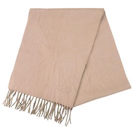 Chal de cachemira con flecos Hermès Evelyn Beige Caqui