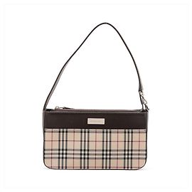 Burberry Check Canvas Shoulder Bag Brown