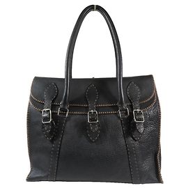 Bolsa de couro preta FENDI Selleria Preto