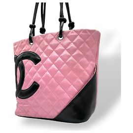 Bolso tote de la línea Cambon de Chanel Negro Rosa