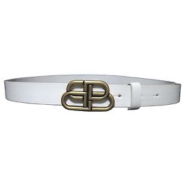 Ceinture fine BB Balenciaga Blanc Doré