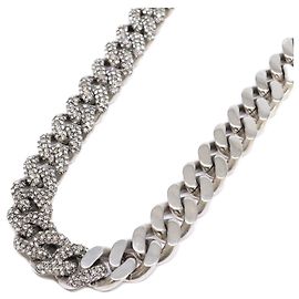 Collana in catena di metallo con strass per uomo Yves Saint Laurent Argento