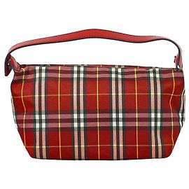 Burberry Nova Check Handtasche aus Nova Check Canvas Rot