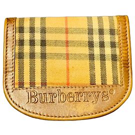 Monedero de cuero a cuadros Burberrys Castaño Beige