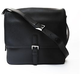 Prada Saffiano Leather Shoulder Bag Black