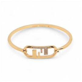 Colar choker de couro Fendi O'lock com metal 18 cm Dourado