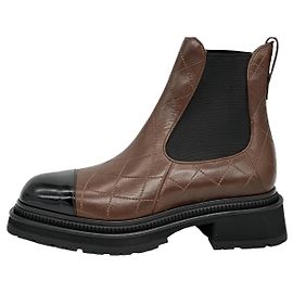 Bota ankle Chanel 40 em couro marrom Marrom