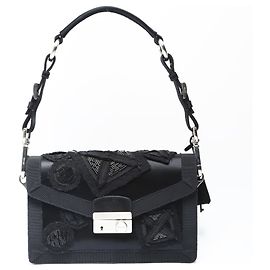 Borsa a Spalla in Raso SOUND BRAID di Prada Nero
