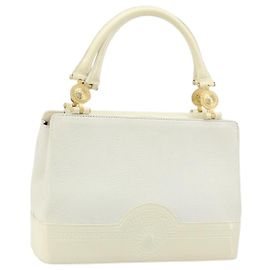 Bolsa de mão Gianni Versace Sunburst em couro branco e dourado Auth am10837 Branco Dourado