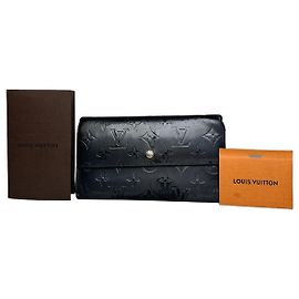 Vintage Louis Vuitton Vernis Leather Long Wallet Black Black