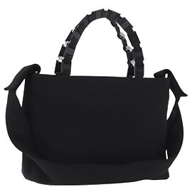 Bolsa de mão Salvatore Ferragamo em canvas 2 em 1 preta Auth bs33146 Preto