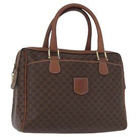 Céline Sac à main en toile Macadam CELINE en cuir PVC marron doré Auth 172719 Marron Doré